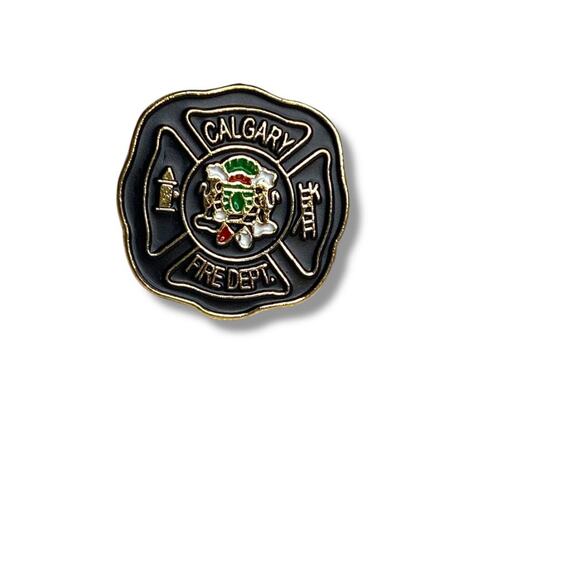 Vintage Calgary Fire Department Alberta Canada Lapel Pin .75" - Picture 2 of 4